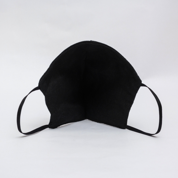 Black Linen Face Mask - Picture 2 of 4